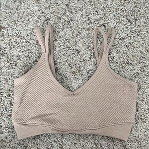 Ribbed Tan Strappy Bralette